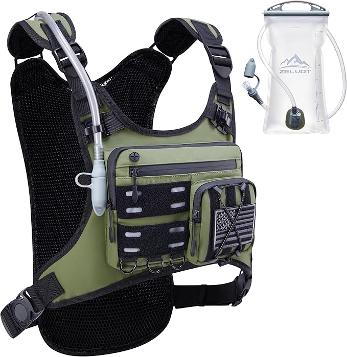 Running Vest with 2L Water Bladder, USA Original Patent, Lightweight Adjustable Chest Pack with Gear Holder, Reflective Running Hydration Vest for Women Men for Marathon