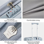 Hanke 20 Inch Carry On Luggage 22x14x9 Airline Approved Lightweight PC Hard Shell Suitcases with Wheels Travel Luggage Rolling Suitcase Travel Luggage Bag for Weekender(Gray)