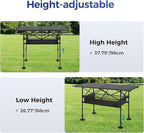 ALPHA CAMP Camping Table Outdoor Portable Table with Storage Adjustable Aluminum Table for Grill Travel Table Outdoor Picnic,Beach,BBQ,Backyards
