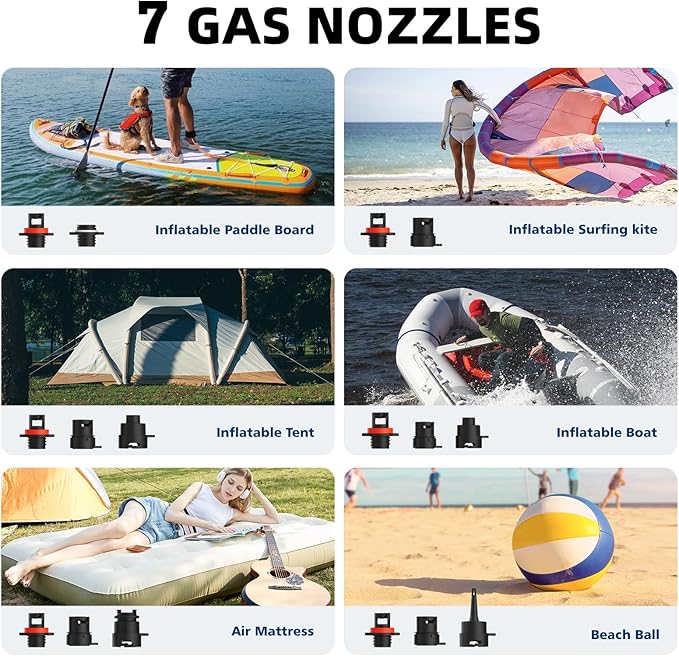 CYCPLUS 20PSI High Pressure Smart SUP Air Pump, Rechargeable Battery-Powered, Intelligent Dual Stage Inflation & Deflation, Auto-Off Air Pump for Stand Up Paddle Boards,Surfing Kite, Tent, Mattress