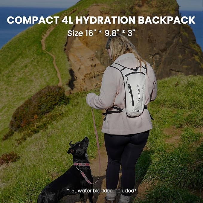 EVERFUN Hydration Backpack Running Vest Small Hiking Water Backpack with 1.5L Water Bladder for Women Men, Lightweight Reflective Dayhike Hydro Pack for Trail Running, Biking, Race, Marathons