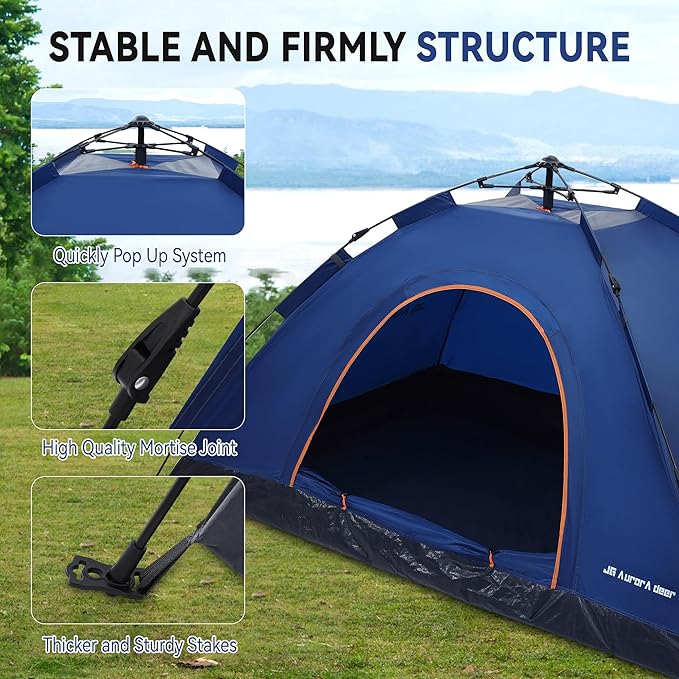 1/2/3/4 Person Tents Waterproof&Windproof Family Tents Camping-Tent,Lightweight Portable Pop Up Tent for Camping,Hiking,Mountaineering or Beach Easy to Set Up Adventures Carry Bag