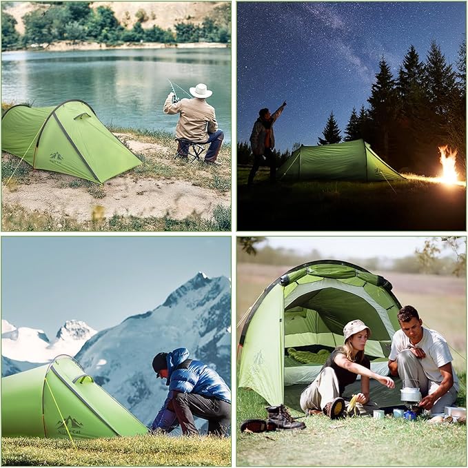 Night Cat Ultralight Tunnel Tent: Waterproof Lightweight Two People Backpacking Tent for Outdoor Camping Hiking Treeking with Double Layers Aluminum Poles and Footprint