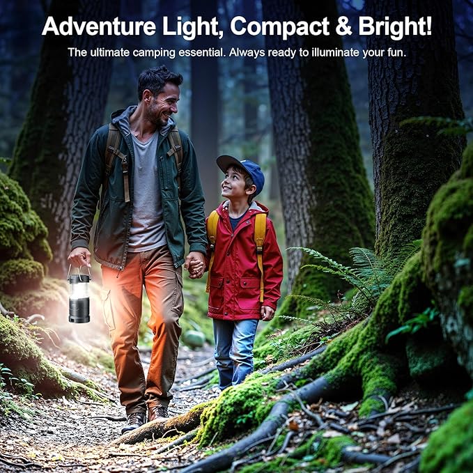 LETMY LED Camping Lantern for Power Outages, 3 Color Modes & Dimmable Battery Powered Lantern, IPX4 Waterproof & Collapsible, Lanterns Flashlight Survival Kits for Emergency Hurricane Hiking, 4 Pack