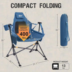 Portal Heated Hammock Camping Chair, Portable Outdoor Swinging Chairs, Rocking Chair for Adults with Adjustable Back and Height for Lawn Backyard Patio, Supports 400 lbs, Blue