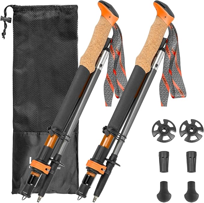 Trekking Poles, Collapsible Hiking Poles,Lightweight and Compact Walking Sticks with Adjustable Height for Men and Women