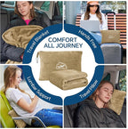 BEDELITE Travel Blanket with Bag, Ultra-Soft Jacquard Fleece Blanket with Luggage Sleeve & Backpack Clip, Airplane Blanket Travel Essentials, Camel