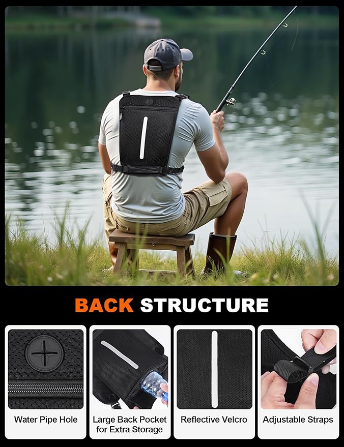 Chest Bag for Men with Expandable Accordion Structure, Running Vest for Outdoors, Chest Pack for Cycling, Hiking