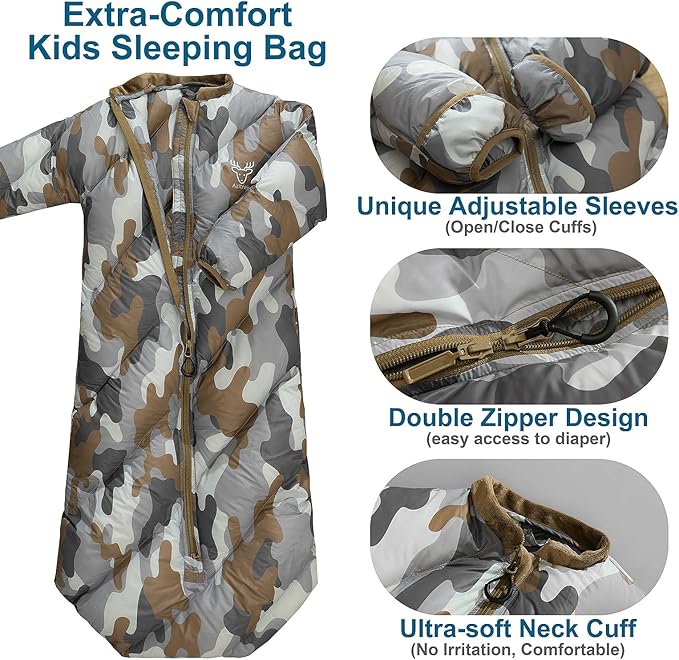 T40 Toddler Sleeping Bags Boys Girls | Ages 2-4 | Puffy Kids Sleeping Bag Camping Sleepovers |up to 46 in| Lightweight Compact Comfort for Indoor Outdoor Machine Washable