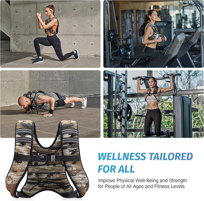 ZELUS Weighted Vest, 6lb/8lb/12lb/16lb/20lb/25lb/30lb Weight Vest with Reflective Stripe for Workout, Strength Training, Running, Fitness, Muscle Building, Weight Loss, Weightlifting