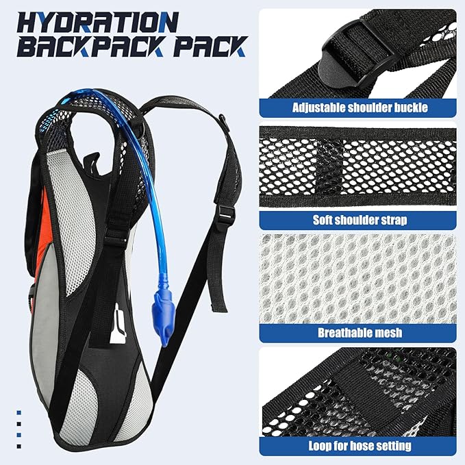 2 Pack Hydration Backpack Pack with 2L Water Bladder, Hiking Backpack with Hydration Bladder Water Rucksack Backpack Bladder Bag Cycling Bicycle Bike/Hiking Climbing Pouch