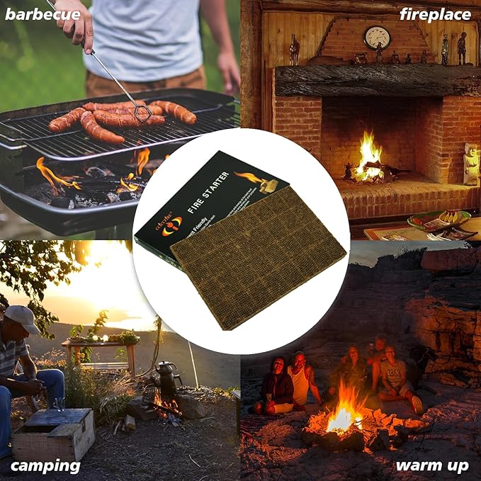 128 Pack,Natural Fire Starter Cubes for BBQ,Campfire,Fireplace,Indoor Outdoor Use,Grill Charcoal Wood Stove Fire Pit Chimney,All-Natural Odorless Wax Fire Starters