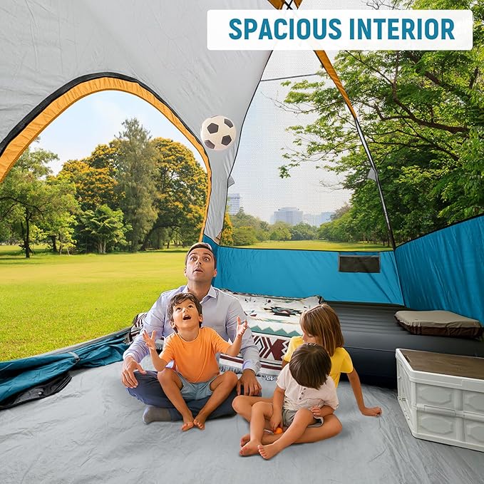 CAMPROS CP Tents for Camping 6 Person Tent Waterproof Windproof Double Layer Family Camping Tent, Easy Setup Dome Tent with Large Mesh Windows & Wider Door for Outdoor Camping & Hiking