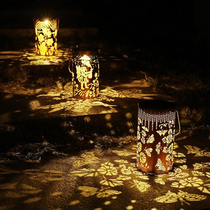 Solar Lanterns Outdoor Waterproof Butterfly Garden Decorations Gifts for Women Gifts for Mom Grandma Birthday Gifts Hanging Solar Lanterns Outdoor for Patio Decoration, Deck, Lawn, Passageway