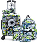 Rosamo Kid’s Luggage Set 6 Piece Suitcase Set 16" Hardside Luggage with Spinner Wheels Girls Boys Carry on Luggage Travel Rolling Luggage Airline Approved (Soccer)