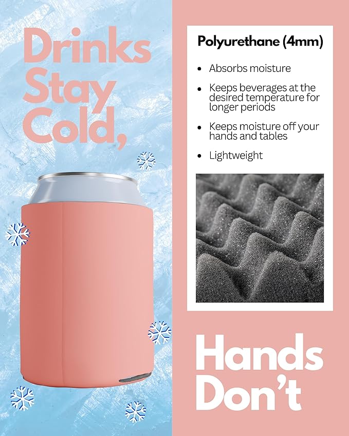 PartyPrints 1000 Pack Strawberry Ice Blank Can Cooler Sleeves, Customizable Bulk Can Coolers, Extra-Thick Collapsible Drink Insulator Sleeve, Beer Can Coolers for Party Beverages