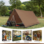 Camping Tarp Tent Portable Multifunctional Bushcraft Backpacking Tear-Resistant Fabric Rain Fly Tarps Awning Shelter Lightweight Waterproof Tarp(10×10 tarp)