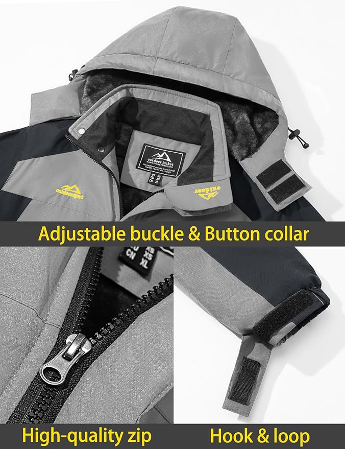 TACVASEN Men's Winter Ski Jacket Waterproof Snow Coats Snowboard Fleece Lining Jacket Warm Parka with Hooded