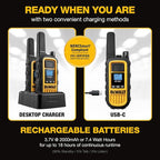 DEWALT DXFRS800 FRS Walkie Talkies Long Range 2 Way Radio, 2 Watt, Waterproof & Rechargeable, 2 Pack