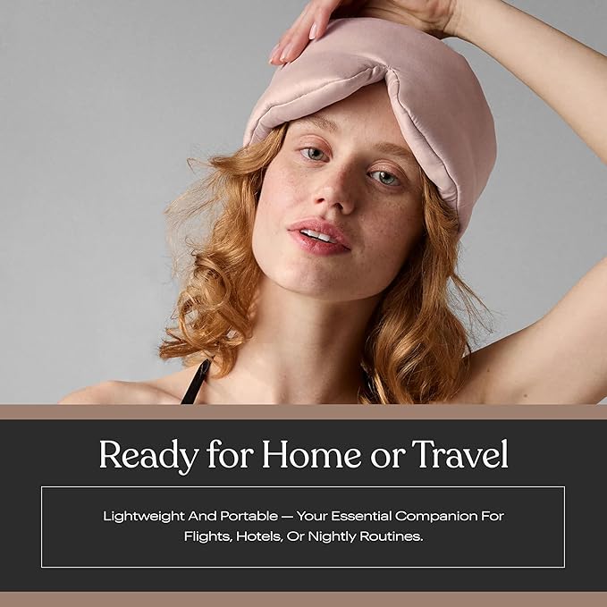 Lunya Washable Silk Sleeping Mask – Thermoregulating Mulberry Silk, Light Blocking and Comfortable Fit – Sleep Mask for Women and Men with Box – Delicate Pink – Small