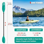Kayak Paddles with Alloy Shaft and PP Blade, Floating Kayaking Oars, Adjustable 230-250 cm/90-98 Inches, 210-230 cm/82-90 Inches