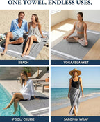 LANE LINEN Beach Towel, Oversized Beach Towel 39"x71", Lightweight Beach Essentials for Women, Large Pool Towel, Absorbent & Quick Dry, Sand Free Beach Towel - Alloy