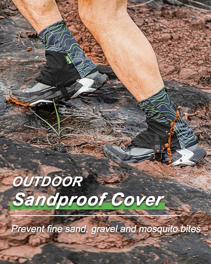 Trail Gaiters, Waterproof Low Shoe Protectors, Adjustable Boots Gators for Hiking & Running - Prevents Debris in Shoes
