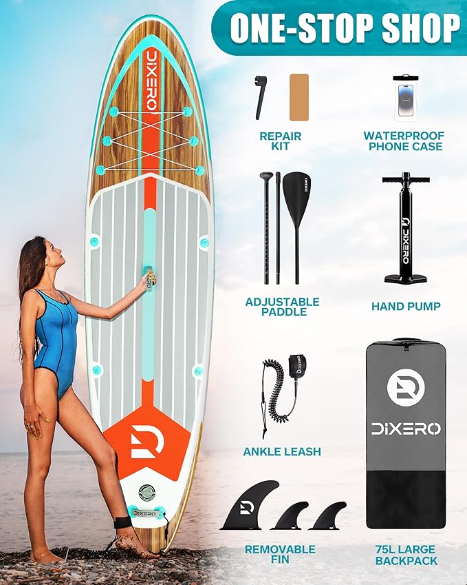 Inflatable Stand Up Paddle Board with SUP Accessories, Anti-Slip EVA Deck, 11'*33" Inflatable Paddle Boards for Adults & Youth of All Skill Levels