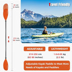 Kayak Paddle Carbon Fiber Shaft and Reinforced Nylon Blade, Adjustable Kayaking Oars, 3 Piece, 230-250 cm/90-98 Inches,210-230 cm/82-90 inches