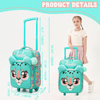 Kids Carry On Luggage with Wheels Softside Kids Suitcase for Girls Airline Approved & Girls Multi-function Carry Bag 4pcs Set