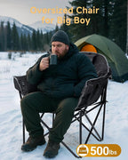 Slsy Heated Camping Chair with Headrest Pad, Oversized Heated Chair Outdoor Sports, Heated Camp Chair Seat Supports 500 lbs, Heating Folding Chair for Camping, Patio, Picnic