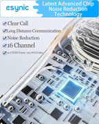 eSynic 5-Pack Professional Walkie Talkies - 5KM Long Range 16CH Rechargeable Two-Way Radios- Includes 5 Headsets & Charging Base, VOX Hands-Free for Job Sites/Camping/Family Outdoor (Ideal Gift Set)