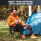 2PCS Mesh Folding Camping Chairs, Oversized Portable Outdoor Chairs, Weight Capacity 325 lbs with Cup Holder, Storage Pocket, Carry Bag Black