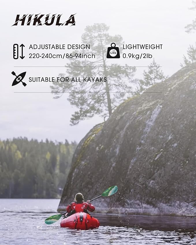 Adjustable Kayak Paddle with Carbon Shaft and PP Blade Available in 220-230/220-240/230-250cm Floating Lightweight Kayak Oars with Original Pattern