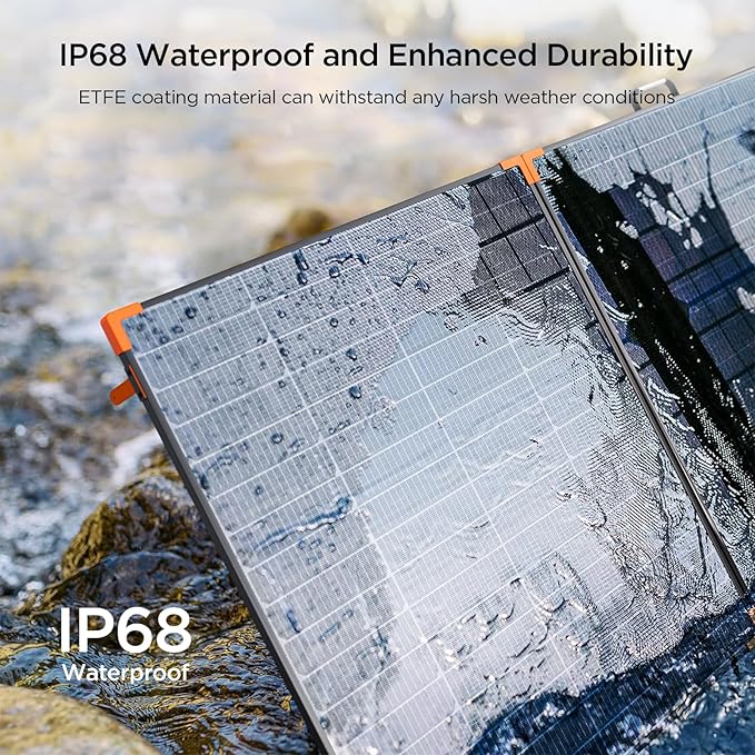 N-Type 16BB 450W Portable Solar Panel,RV Essentials,38V Foldable Solar Charger for Power Station, 25% High Efficiency IP68 Waterproof 4 Reinforced Kickstands for Camping RV Hurricane