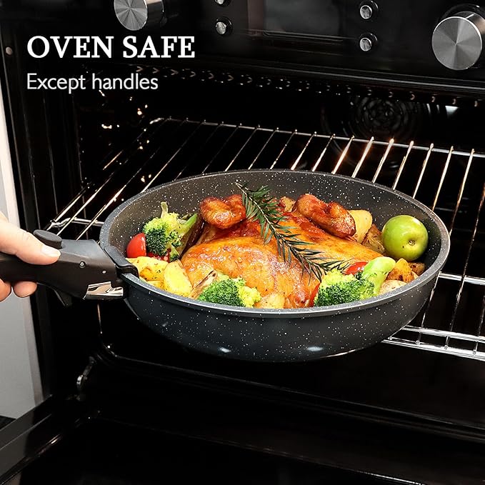 GiPP Ceramic Pots and Pans Set Non Stick, 11 Piece Nonstick Detachable Handle Cookware Sets, Non Toxic Induction Kitchen Pot and Pan with Removable Handle, Healthy RV Cookware, Dishwasher ＆Oven Safe