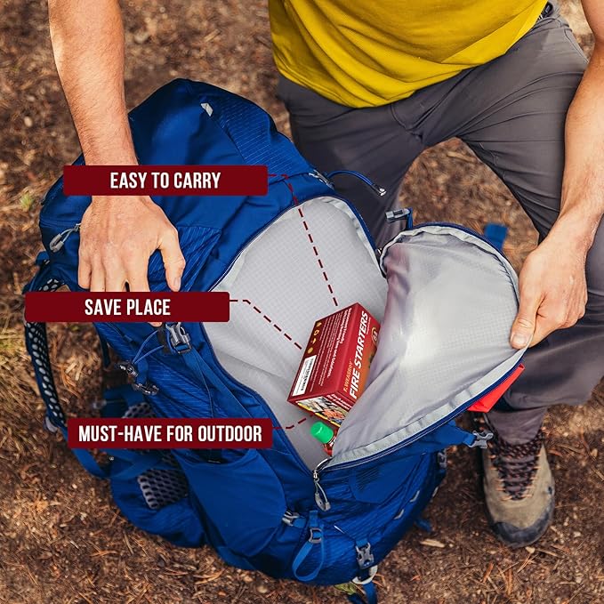 Fire Starter Squares 192 - Fire Starters for Fireplace,Chimney,BBQ Grill,Camping Fire,Wood Stove - Water Resistant and Safe Odourless - Camping Accessories