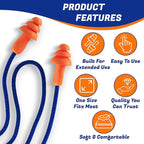 Quality Reusable Earplugs 100 Pair - 25dB Corded Silicone Ear Plugs for Shooting Construction Work Ear Plugs Motorcycle Range Hunting Hearing Protection Ear Protection for Mowing Earplugs Reusable