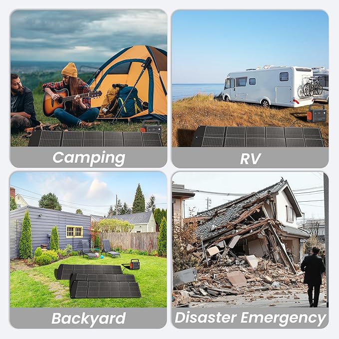 400 Watt Portable Solar Panel, 40V Foldable Solar Panel Charger with Kickstands, MC4 Output for Power Station/Solar Generator, High Efficiency IP65 Waterproof for Camping Hiking RV Blackout