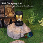 Mesqool Camping Lantern Rechargeable Battery 6000mAh, 650LM LED Lanterns for Power Outages Emergency Hurricane, Solar Hand Crank Lantern for 200 Hours