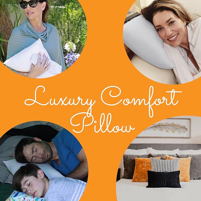 Happyluxe Odyssey Travel Pillow for Long Flights - Soft, Small, Alternative to Down and Memory Foam. 17 x 13in - Made in The USA, Silver Gray Airplane Pillow for Adults Sleeping, Camping or Nap