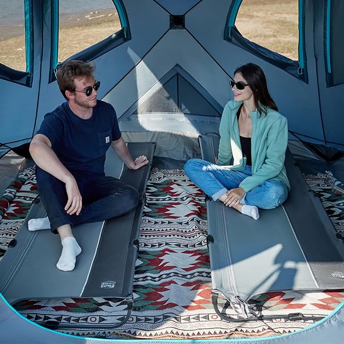 TIMBER RIDGE Lightweight Aluminum Camping Cot, 20-Second Quick Set-Up Folding Cot with Zipper Closure, Portable Carry Bag Included for Camping, Travel and Outdoors, Support up to 225lbs, Grey