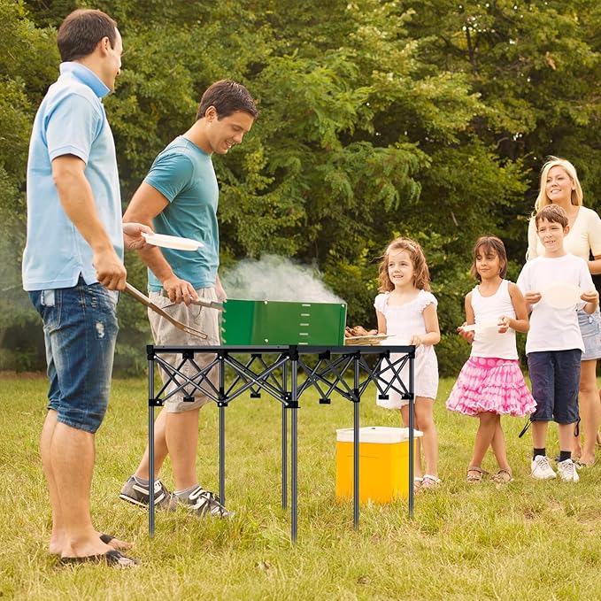 Heavy-Duty Camping Table Support 264lbs, 48” x 23.6” Large Roll Up Camping Table for 6-8 People with Carry Bag, Waterproof, Portable, for Backyard BBQ Tailgating Picnic Party, Black