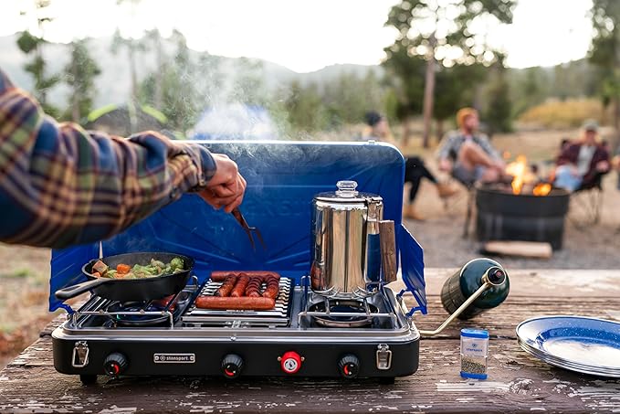 Stansport 2-Burner Propane Stove with Grill (212-600-50)