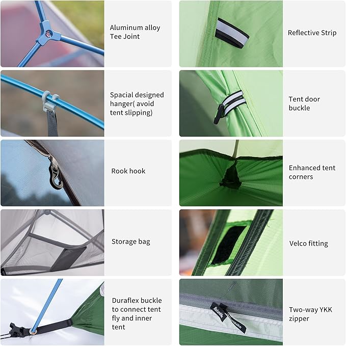 Naturehike Cloud-Up 1 Person Tent, Lightweight Backpacking Tents for One Man, Waterproof Ultralight One Person Tent for Camping Hiking Backpacking