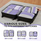 8 Set Compression Packing Cubes for Travel Essentials,Compressible Expandable Packing Cubes for Suitcase,OlarHike Luggage Organizer Bags for Travel,Handy Helper for Organizing Clothes(Purple Gray)