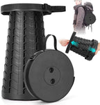 Collapsible Stool, Folding Chair - Upgraded Portable Chair with Load Capacity 400lbs, Portable Stool for Camping Fishing Hiking - Folding Tool with Carrying Straps,Gifts for Fisherman (Black)