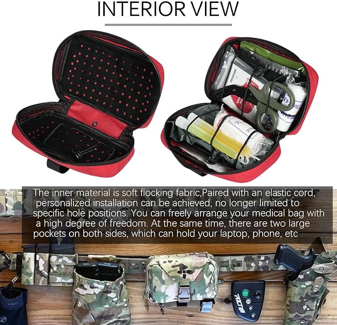 Ifak Pouch-Rapid Deployment Tactical MOLLE Trauma Kit Pouches, Quick Release Tear-Off Medical First Aid Kit Organiser with Red Immediate Identify for Emergency Surviva Activities.