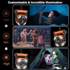 KITWLEMEN 20000mAh Battery Powered Camping Fan - 58H Max Cooling, Rechargeable Battery Operated Desk Fan with 4 Speeds, Bright Light & Hanging Hook, Portable for Tent Outdoor Hurricane Power Outage