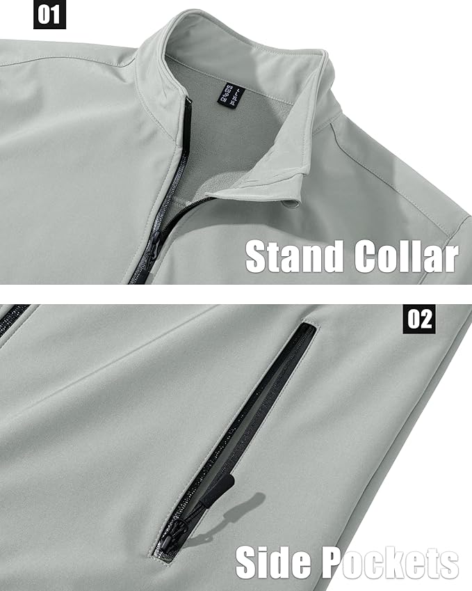 MAGCOMSEN Men's Fleece Lined Softshell Jacket Waterproof Windbreaker Rain Jacket for Tactical Hiking